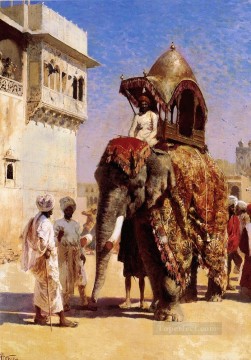 アラブ Painting - モーグル 象 アラビア人 エドウィン・ロード・ウィークス